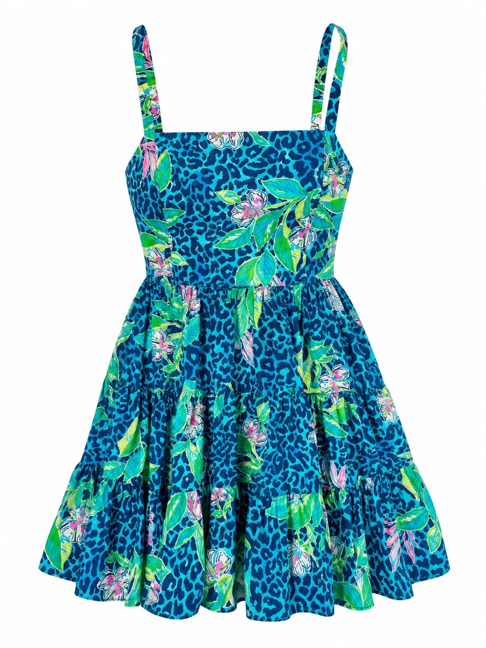 Lilly Pulitzer Alision Tiered Mini Dress Formentera‎ Turquoise Size 6
